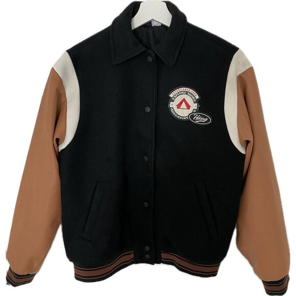 H&M Women’s Baseball Varsity jacket - Black/Brown Oversized XS/S - Picture 2 of 10